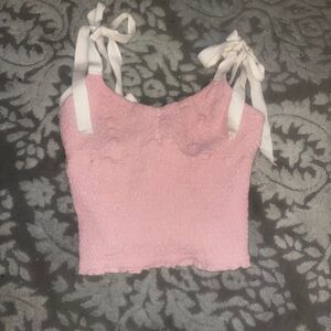Free People Pink Tank Top with White Straps